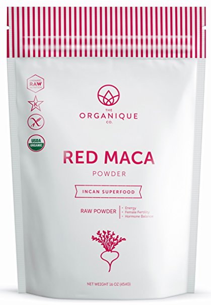 Certified Organic Red Maca Powder - Libido and Energy Booster for Men & Women - Natural Fertility Blend for Females - Nutrient Rich Superfood, Non-GMO, Vegan, Gluten Free - The Organique Co. - 16 oz