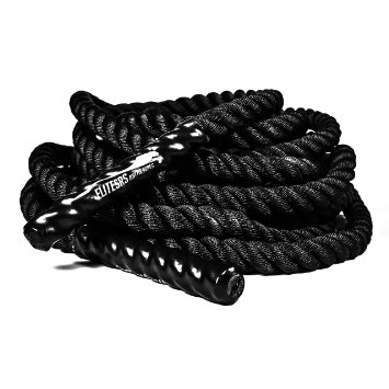 ELITESRS Battle Ropes with Anchor Kit for Undulation Fitness Exercise and Weight Training - 15 or 2 in 30ft 40ft or 50ft