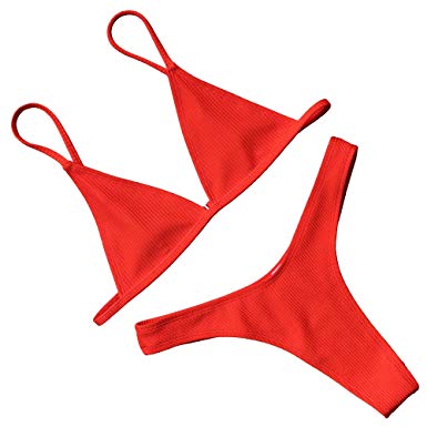 RUUHEE Women Brazilian Top Thong Bottom Sexy Padded Push up Two Piece Bikini Swimsuit