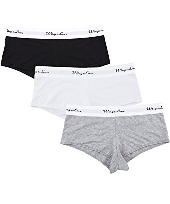 WingsLove Women 3 Pack BoyShorts Modern Cotton Shorts Knickers Panties Hipster