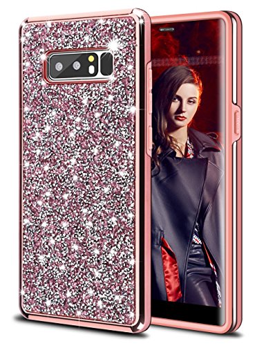 Samsung Galaxy Note 8 Case, HoneyAKE Bling Diamond Sparkly Handmade Crystal Rhinestone Cover Soft TPU Bumper Galaxy Note 8 Protective Case Shockproof Case Cover for Samsung Galaxy Note 8 (Rose Gold)