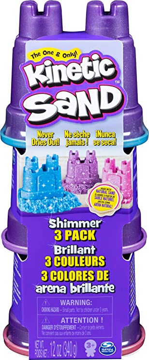 Kinetic Sand Shimmering Sand 3 Pack with Sandcastle Molds