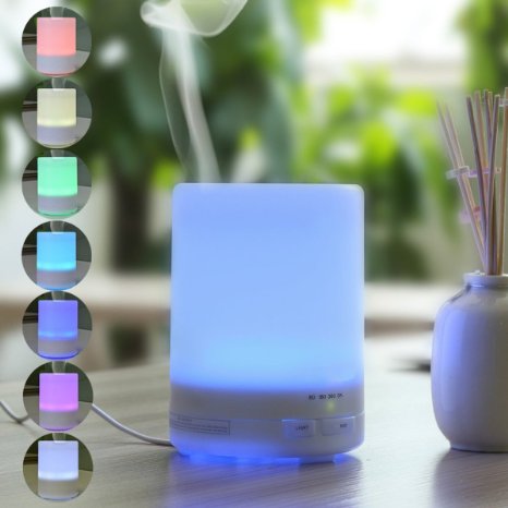 Essential Oil Diffuser, 300ml {3rd Update Version} Aromatherapy Humidifier Cool Mist Natural Lifespan | 4 Timer Settings, Long Lasting, 7 Color LED Lights for Bedroom/Kids Room/Spa/Baby