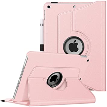 Fintie Case for iPad 7th Generation 10.2 Inch 2019-360 Degree Rotating Smart Stand Protective Back Cover, Supports Auto Wake/Sleep for iPad 10.2" 2019 Tablet, Rose Gold