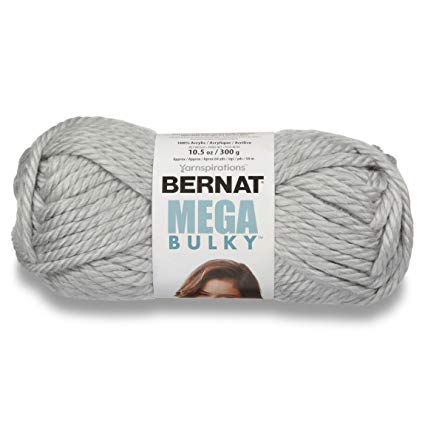 Bernat 16118888046 Mega Bulky Yarn, 10.5 Ounce, Light Grey Heather