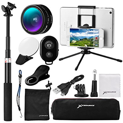 12 in 1 Mini Lens Kit, Wide Angle   Macro Lens   Bluetooth Shutter   9LED Fill Light   Selfie Stick Monopod   Mini Tripod for iOS/Andriod Smartphone, Gopro Sports Action Camera