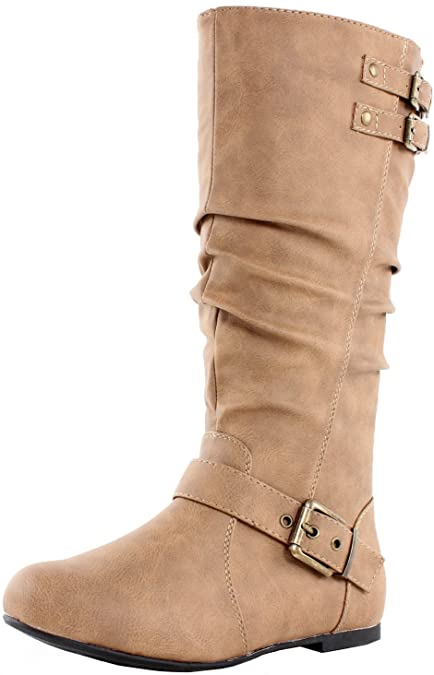 TOP Moda Night-76 Women's Slouched Under Knee High Flat Boots