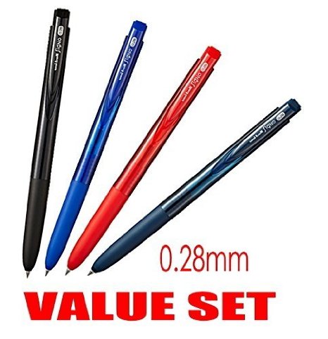 Very smooth although it is a micro point-Uni-ball Signo RT1 Rubber Grip and Click Retractable Ultra Micro and Extra Fine Point Gel Pens -028mm-blackBlueRedBlue Black Ink-Each 1 Pen- value Set of 4