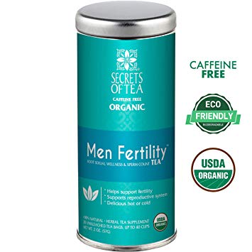 Secrets of Tea-Male Fertility Tea-Aphrodisiac Testosterone and Libido booster tea for men with Ashwagandha, Horny Goat Weed and Ginko- USDA Organic- Delicious Hot or Cold- 40 Cups