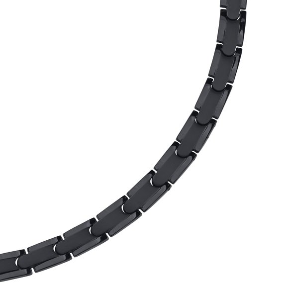 Smooth Style Titanium Mens Black Tone Flat Link Chain Necklace 20, 24, 26 inches