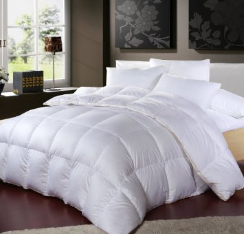 LUXURIOUS 1200 Thread Count GOOSE DOWN Comforter  King Size 1200TC - 100 Egyptian Cotton Cover 750 Fill Power 50 Oz Fill Weight White Color