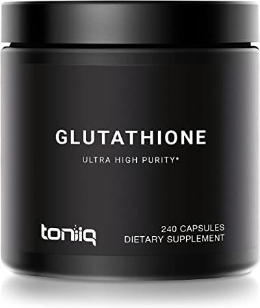 Ultra High Strength Glutathione Capsules - 1000mg Concentrated Formula - 98%+ Highly Purified and Highly Bioavailable - Non-GMO Fermentation - 240 Capsules Reduced Glutathione Supplement