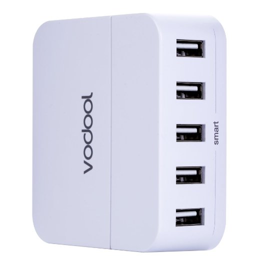 Vodool 40W 5V 8A 5-Port USB Travel Charger Wall Power Adapter for iPad Air 2  mini 3 Samsung Galaxy S6  S6 Edge Nexus HTC M9 Motorola LG and More