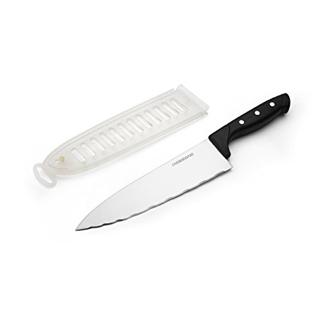 Farberware Wave Edge Chef Knife with Clear Blade Cover, 8-Inch