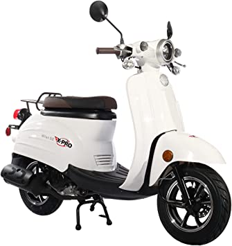 X-PRO 50cc Moped Gas Moped 50cc Moped Street Bike with 10" Wheels (White)