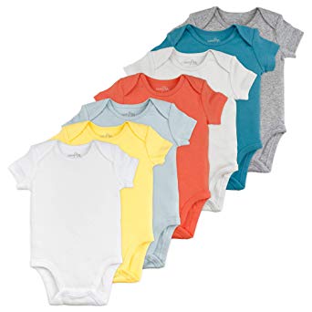 Baby Boy or Baby Girl Bodysuit Set, 7-Pack Short Sleeve Solid Bodysuits
