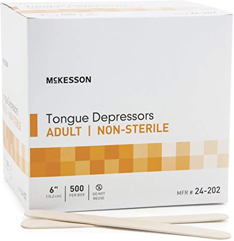McKesson 6 Inch Wood Tongue Depressor NonSterile 24-202 1 Box 500/Box