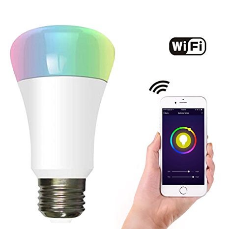 E27/E26 Smart LED Light Bulbs, CXY WiFi APP-Smartphone controlled LED Light Bulbs, Multicolor, Dimmable, Works with iPhone, iPad, Apple Watch, Android Phone and Tablet , 60-Watt Equivalent