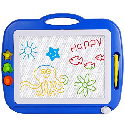 SGILE Non-Toxic Big Magnetic Erasable Magna Doodle Drawing Board Toy, Assorted Colors Writing Painting Sketching Pad Board for Toddler Boy Girl Kids Skill Development, Blue( Extra Large)