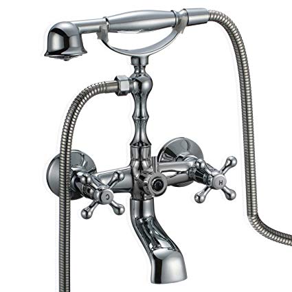 FREUER Vasca Collection: Classic Clawfoot Tub Faucet - Wall Mount, Polished Chrome