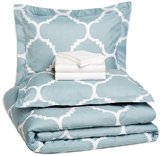 AmazonBasics 7-Piece Bed-In-A-Bag - FullQueen Dusty Blue Trellis