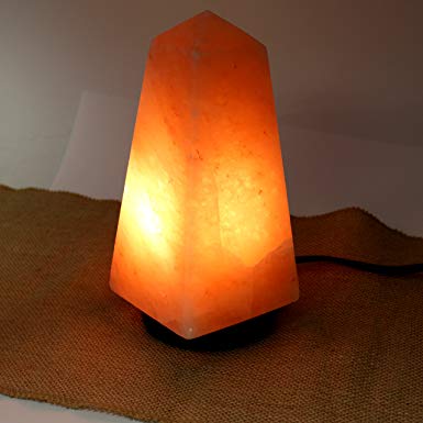 Genuine Himalayan Hand Crafted Rock Salt Lamp with UL- approved Cord, Dimmer Switch and Bulb - Obelisk