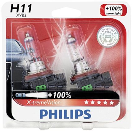 Philips H11 X-tremeVision Upgrade Headlight Bulb, 2 Pack