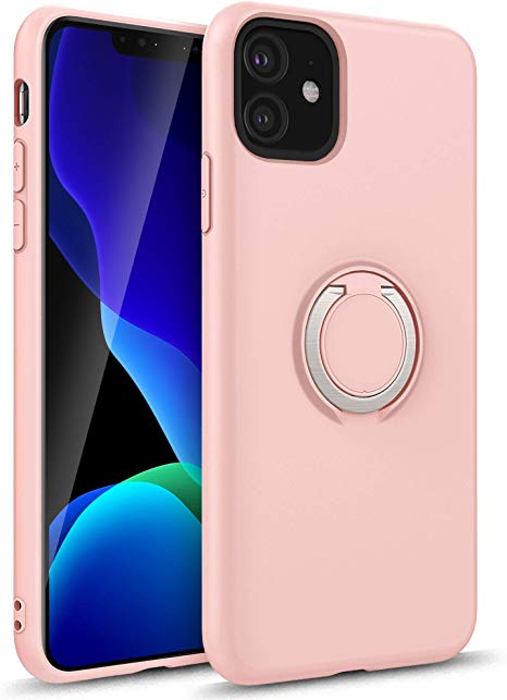 ZIZO Revolve Series iPhone 11 Case - Ultra Thin Ring Holder, Kickstand, Built in Magnetic Mount Support - Rose Quartz