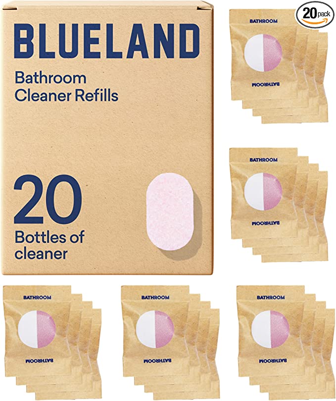 BLUELAND Bathroom Cleaner Refill Tablet 20 Pack | Eco Friendly Products & Cleaning Supplies - Eucalyptus Mint Scent | Makes 20 x 24 Fl oz bottles (480 Fl oz total)