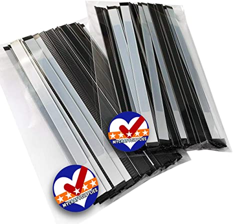 100 Black Peel and Stick Tin Ties, Plastic, 23g Wire Bendable, Coffee Bag Ties 5.5", Made in the USA