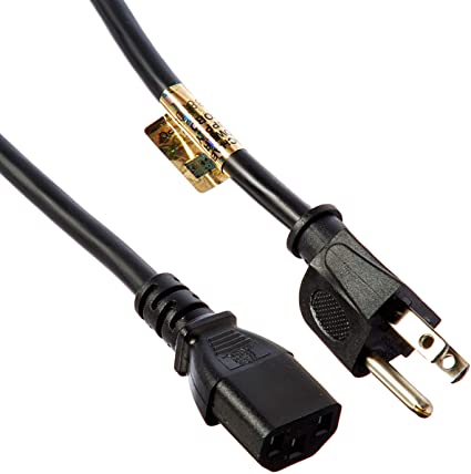 Monoprice 10ft 16AWG Power Cord Cable w/ 3 Conductor PC Power Connector Socket (C13/5-15P) - Black