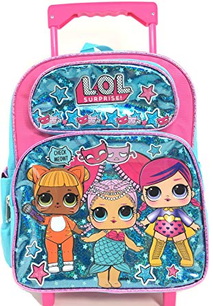 L.O.L Surprise! Small School Backpack 12" Rolling Backpack Book Bag Blue LOL bag New lol