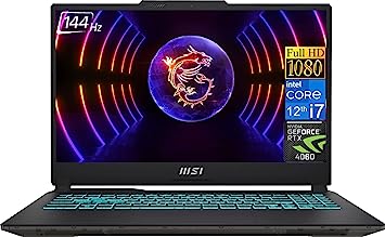 MSI Cyborg Gaming Laptop 2023 Newest, 15.6" FHD 144Hz Display, NVIDIA GeForce RTX 4060, Intel Core i7-12650H Processor, 16GB DDR5 RAM, 1TB SSD, Backlit Keyboard, Wi-Fi, Bluetooth, Windows 11 Home