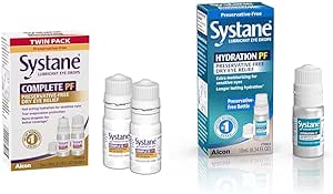 Systane Complete PF Multi-Dose Preservative Free Dry Eye Drops 0.34 Fl Oz 2 Count Hydration Pf Lubricant Eye Drops 10ml Bundle
