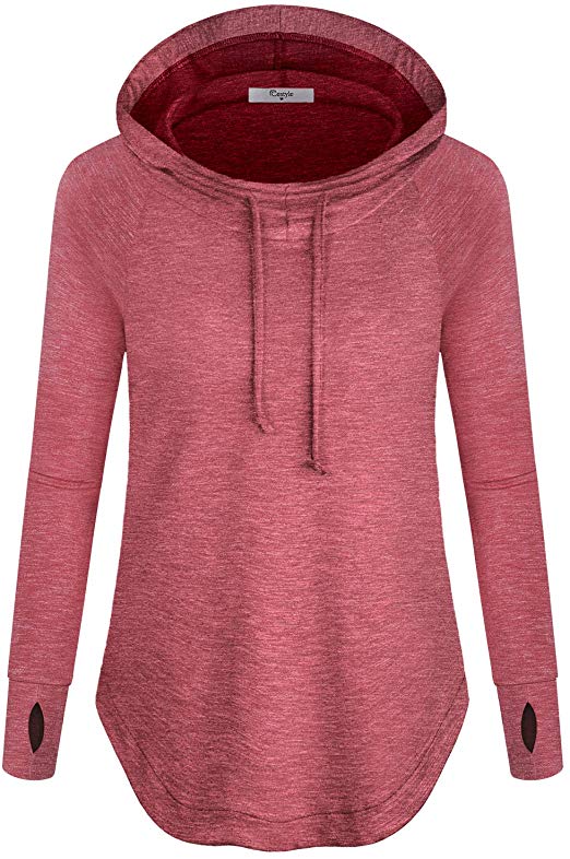 Cestyle Womens Pullover Long Sleeve Yoga Workout Sport Hoodie with Thumb Holes