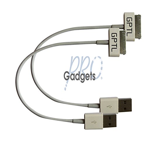 GadgetsPRO 30-pin to USB Cable for all Apple 30-pin devices - Short 0.2m/8in (2-pack)