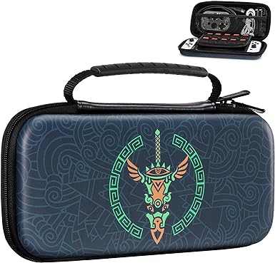 MoKo Carrying Case for Nintendo Switch OLED/Nintendo Switch, Hard Shell Travel Carry Case w/10 Games Slots, Switch Case for Tears of The Kingdom & Nintendo Switch Accessories, Blue