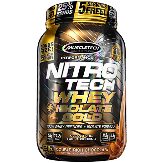 MuscleTech NitroTech Whey Plus Isolate Gold, Double Rich Chocolate, 2 Pound