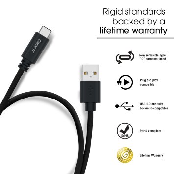 USB Type C Cable USB-C to Type-A USB 20 Cable GearIt 3 Feet 091 Meters 56k Ohm Pull-up Resistor for USB Type-C new MacBook ChromeBook Pixel Nokia N1 Tablet Benson Leung Tested Black
