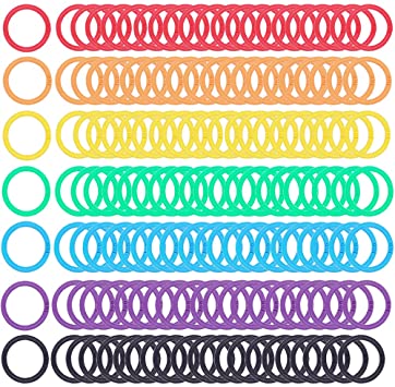 Plastic Binder Rings,1 Inch Flexible Loose Leaf Book Rings,Colorful DIY Keychain Rings,Ring Clips for Index Card Scrapbooks Words Card and Documents (140 Packs)