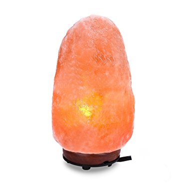 Salt Lamp, SKYROKU Himalayan Crystal Rock Lamp Hand Carved Natural with Wooden Base UL-Approved Cord Dimmer Control and Bulb (1 Pack)