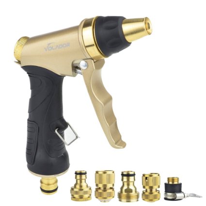 Volador High Pressure Water Gun Car Wash Spray Gun Brass Hose Nozzle Sprayer Garden Balcony Pathway Washing Gun Cleaner with 5 Adapters