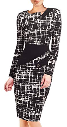 HOMEYEE Women's Voguish Colorblock Wear to Work Pencil Dress UKB231, B63