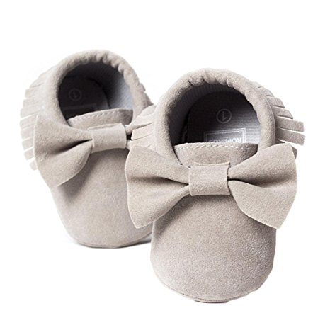 Voberry Baby Boys Girls Tassel Bow Soft Sole PU Leather Loafers Moccasin Sneakers