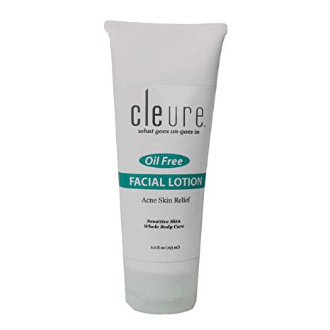 Cleure Hypoallergenic Facial Lotion for Acne Prone Sensitive Skin | Fragrance - Gluten - Paraben - Salicylate Free | Oil-Free - Non Comedogenic Formula | 6 Oz