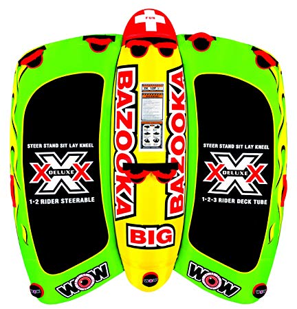 WOW World of Watersports 13-1010, Big Bazooka 1 to 4 Person, Inflatable Towable Deck Tube, Steerable