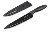 Culina 8-Inch Nonstick Carbon Steel Sushi Knife with Sheath Black