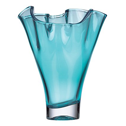 Lenox Organics Ruffle Crystal Vase, Turquoise