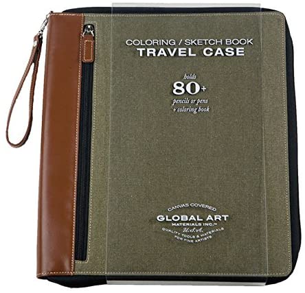 Speedball Art Products 853600 Coloring Book Travel Art Pencil Storage Case, Large, Olive