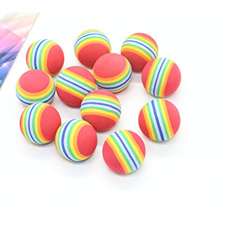 Pack of 12 Colorful Soft Foam Rainbow Play Balls For Pet Cat By IDS